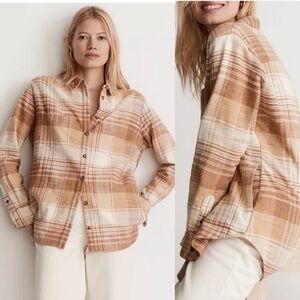 Madewell Flannel Sunday Shirt in Redell Plaid With Pockets Sz S